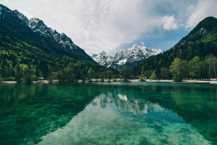 Mountain lake in a concept camera app